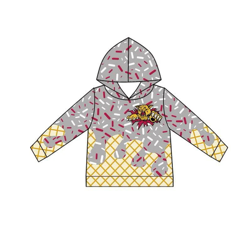 MOQ 3 pcs grey ice cream sprinkle toddler kids team hoodie