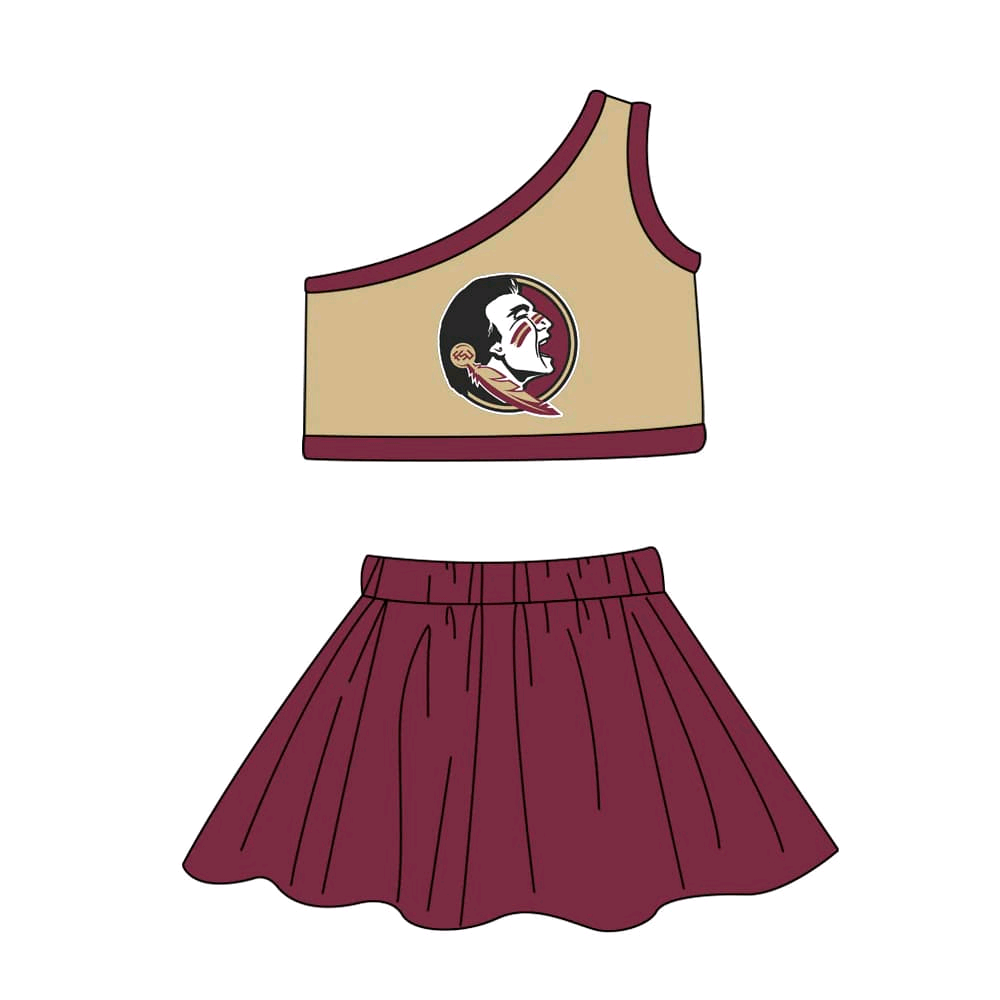 Deadline March 4 One shoulder feather top skirt girls team outfits