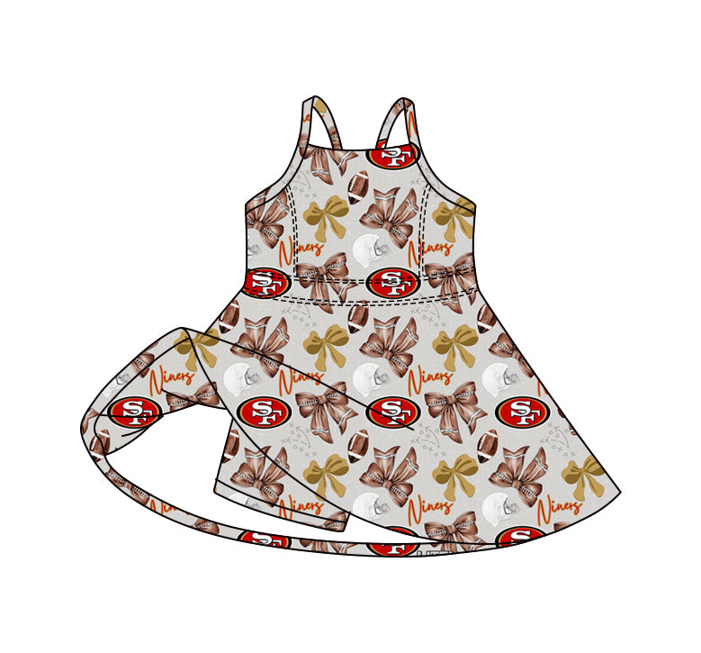 MOQ 5 pcs straps football S F bows girls team athletic dress