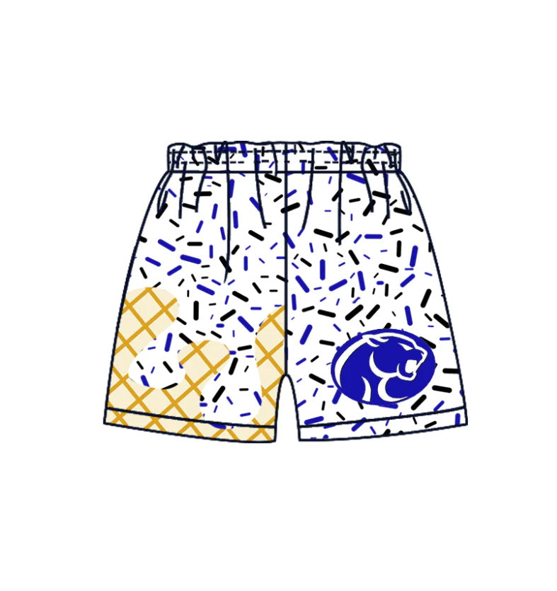 MOQ 3 pcs Blue white ice cream sprinkle boys team shorts