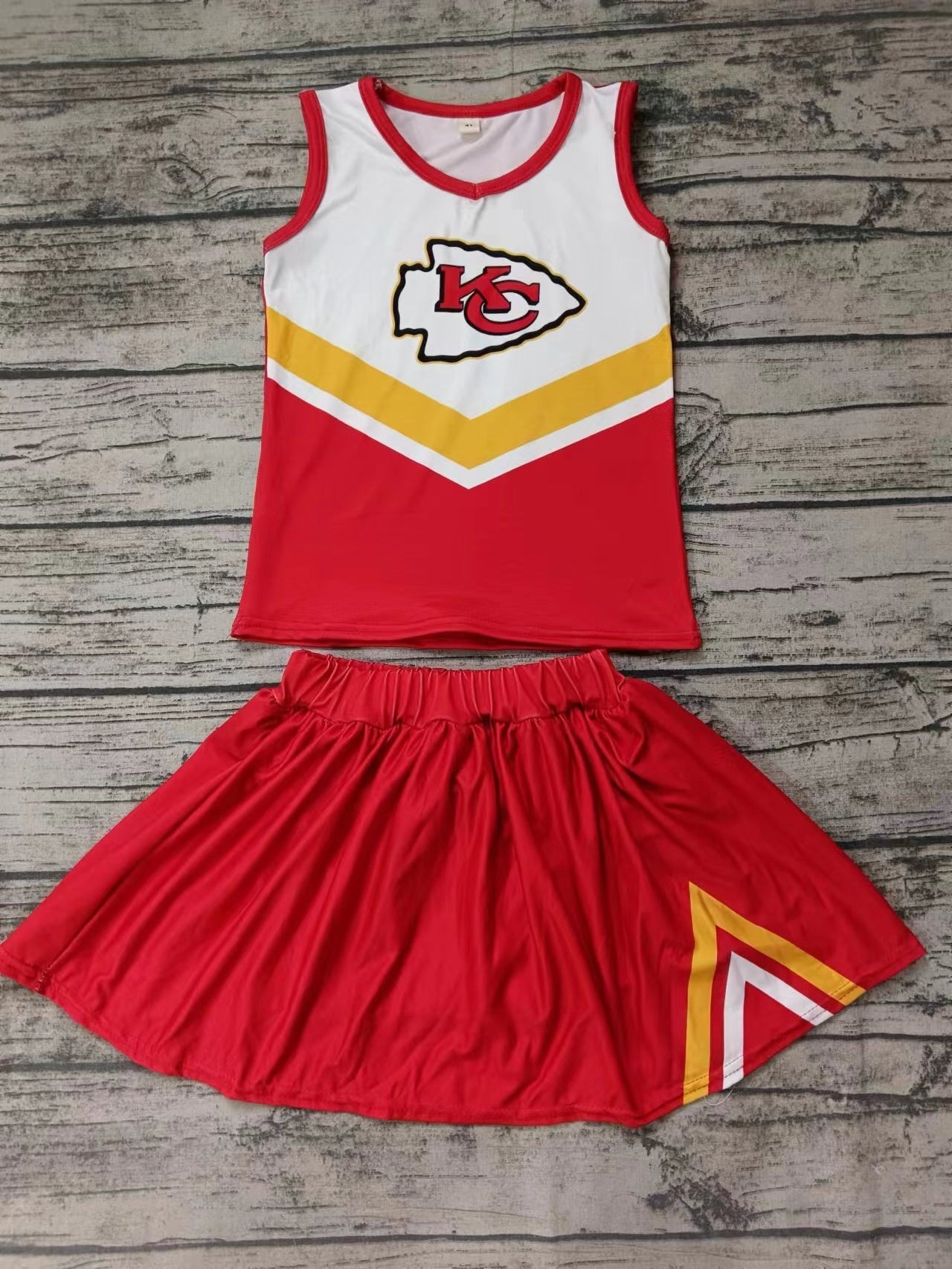 MOQ 3 pcs K C red top skirt girls cheer clothes