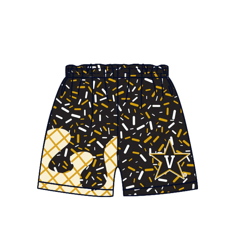 MOQ 3 pcs V black ice cream sprinkle boys team shorts