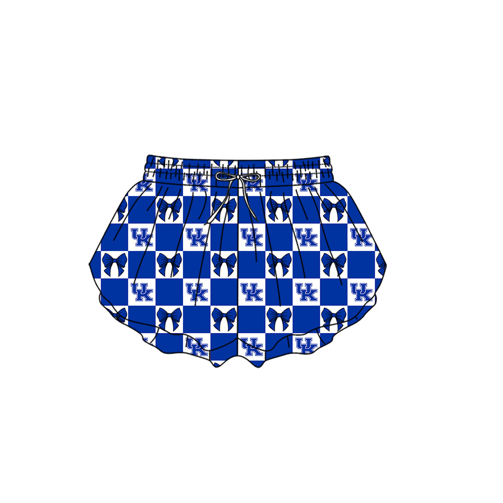 MOQ 5 pcs Plaid bow U K kids girls team active summer shorts