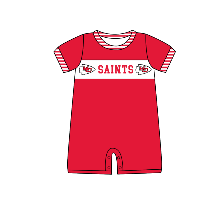 MOQ 5 pcs red short sleeves KC baby boys team romper