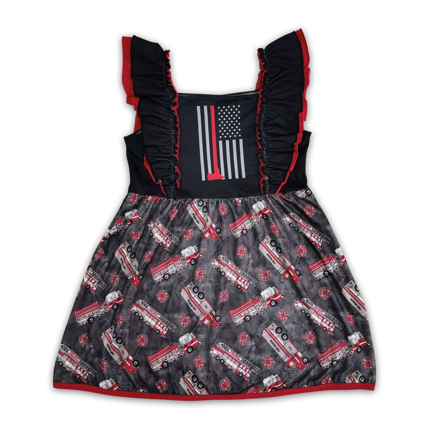 Girl Red Fire Truck Dress