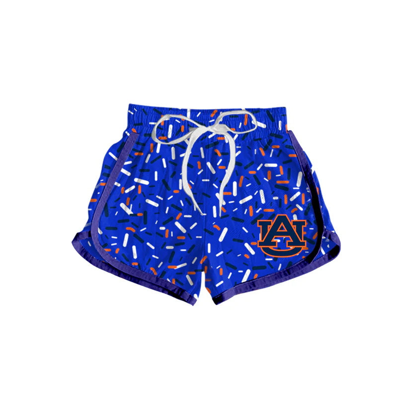 MOQ 3 pcs A U blue ice cream sprinkle girls team shorts