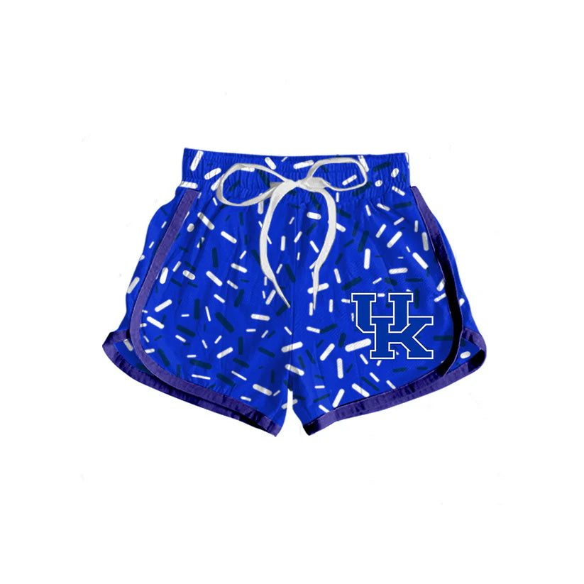 MOQ 3 pcs U K blue ice cream sprinkle girls team shorts