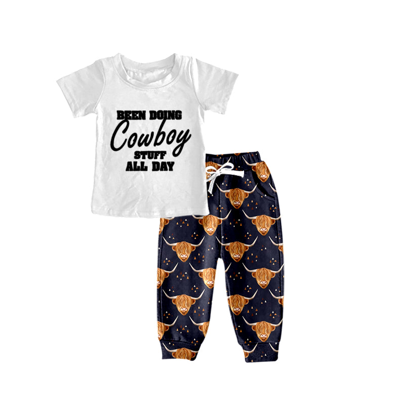 MOQ 5 cowboy stuff top pants kids boy western outfits
