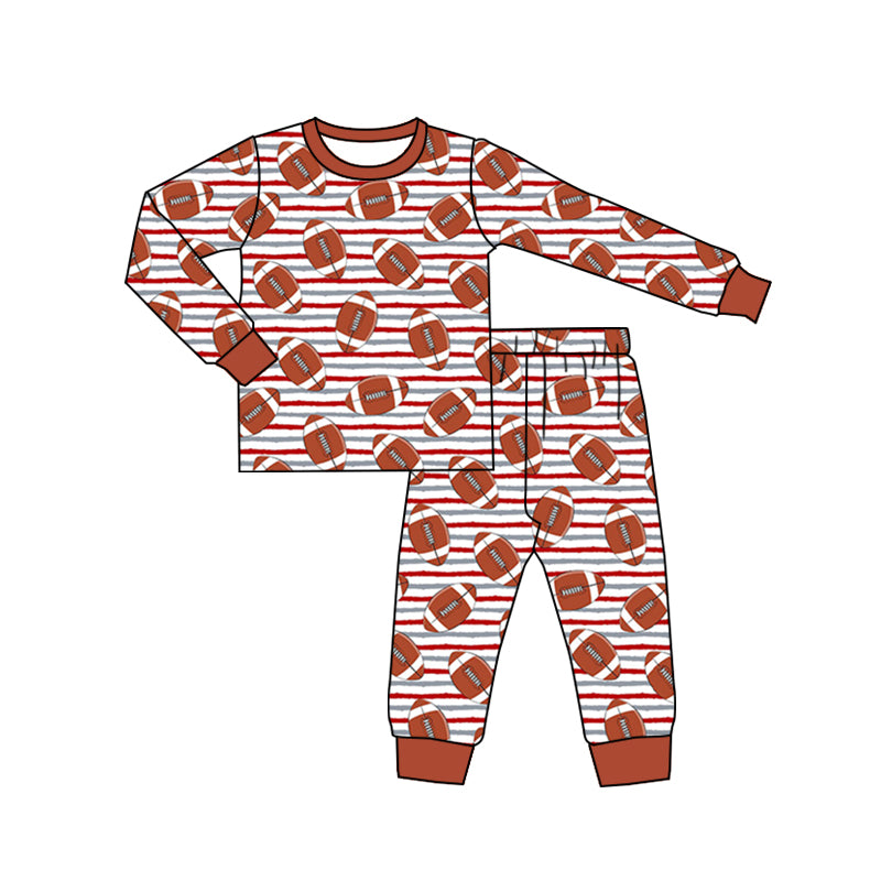 MOQ 5 football stripe long sleeves kids pajamas