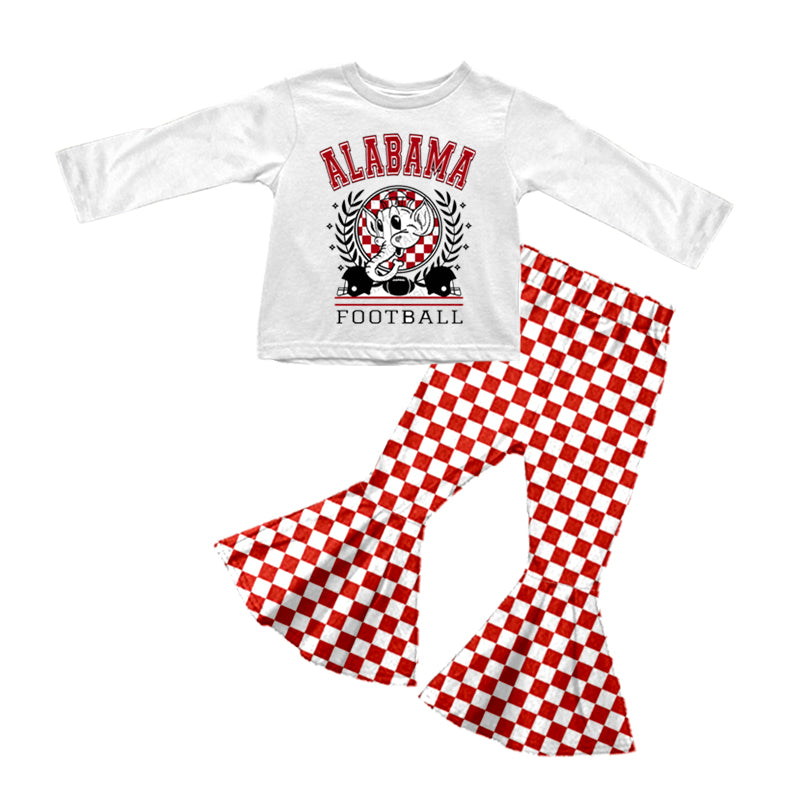 MOQ 5 Elephant football red plaid kids girls team outfits