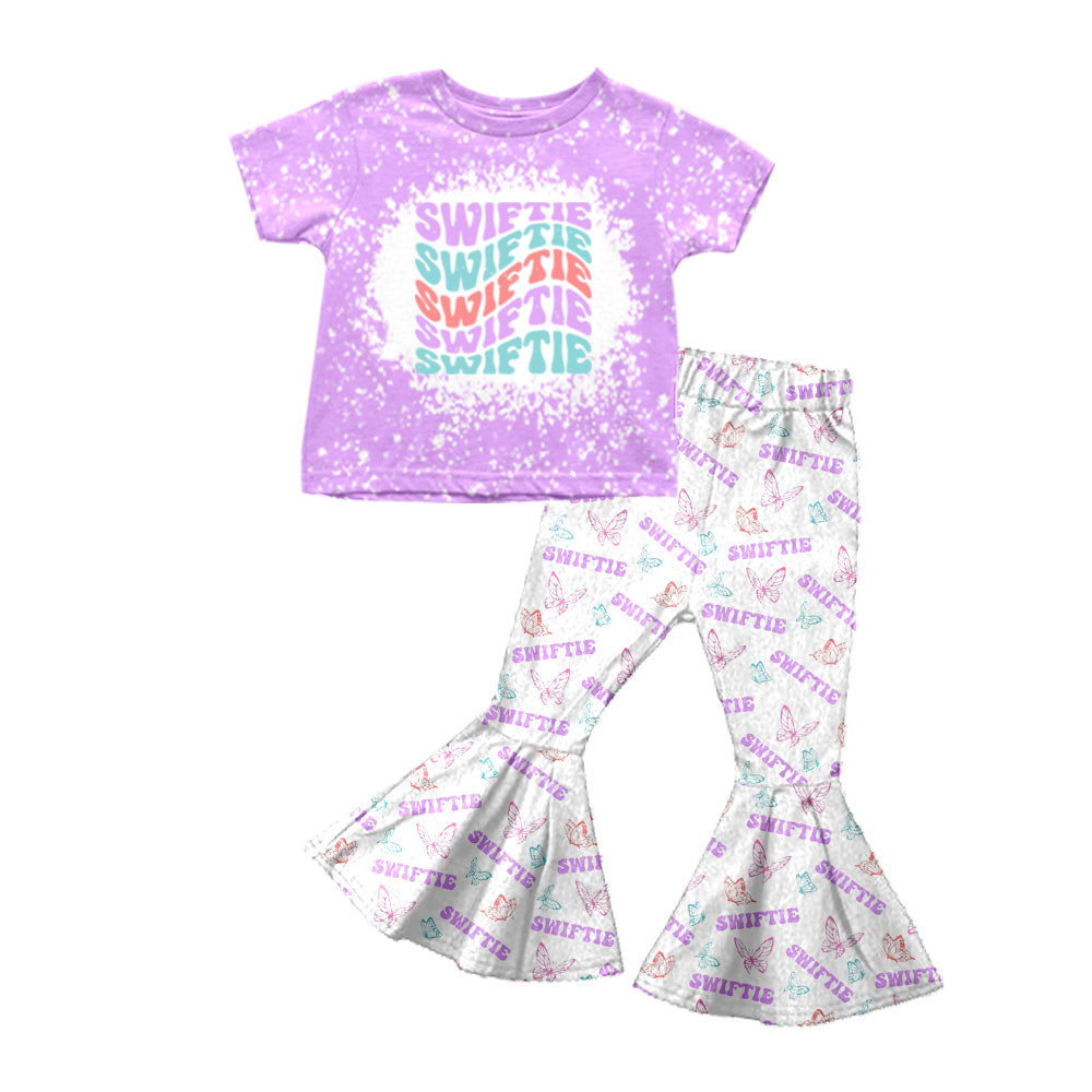 MOQ 3 Lavender top butterfly pants ears singer girls outfits