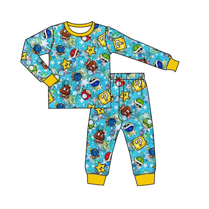 MOQ 5 blue yellow game boy pajamas