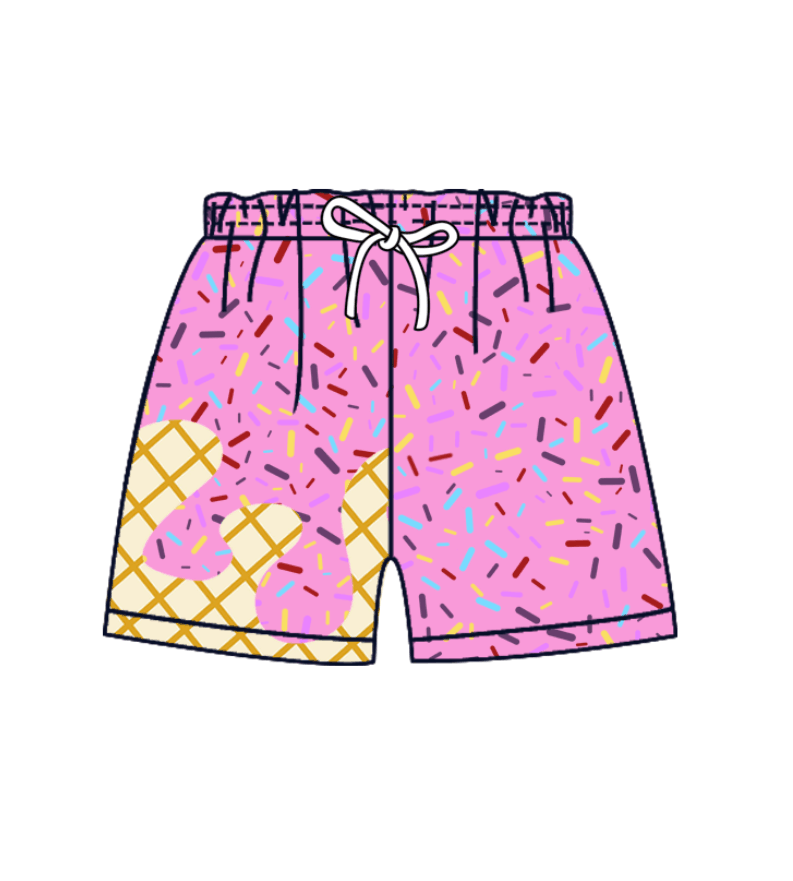 Deadline June 12 pink ice cream sprinkle kids team shorts
