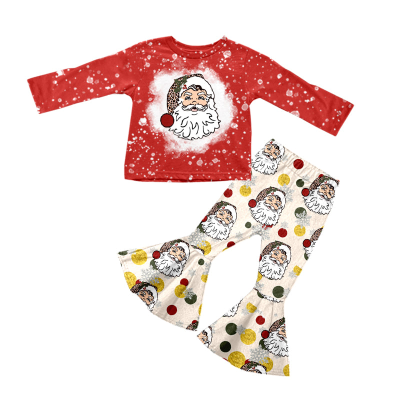 MOQ 5 santa jingle bell kids girls Christmas clothing set