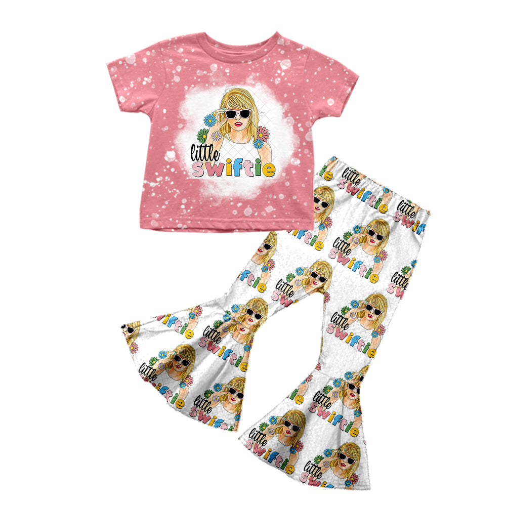 MOQ 3 Little bleached top flower pants ears singer girls outfits