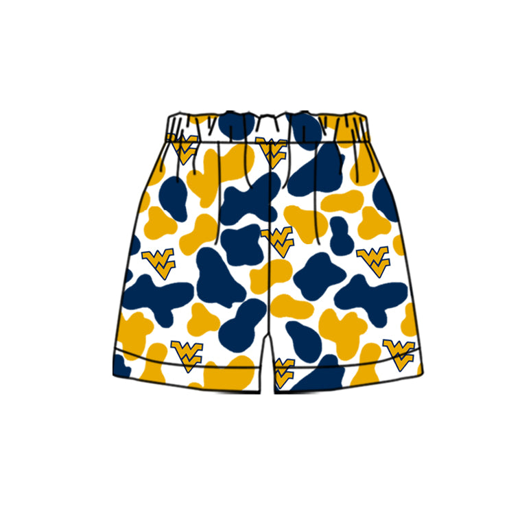 MOQ 3 pcs W V yellow camo kids boys team shorts