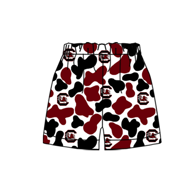 MOQ 3 pcs maroon black camo kids boys team shorts