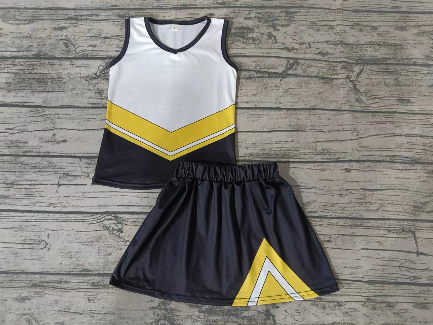 MOQ 3 pcs blank black yellow white top skirt girls cheer clothes