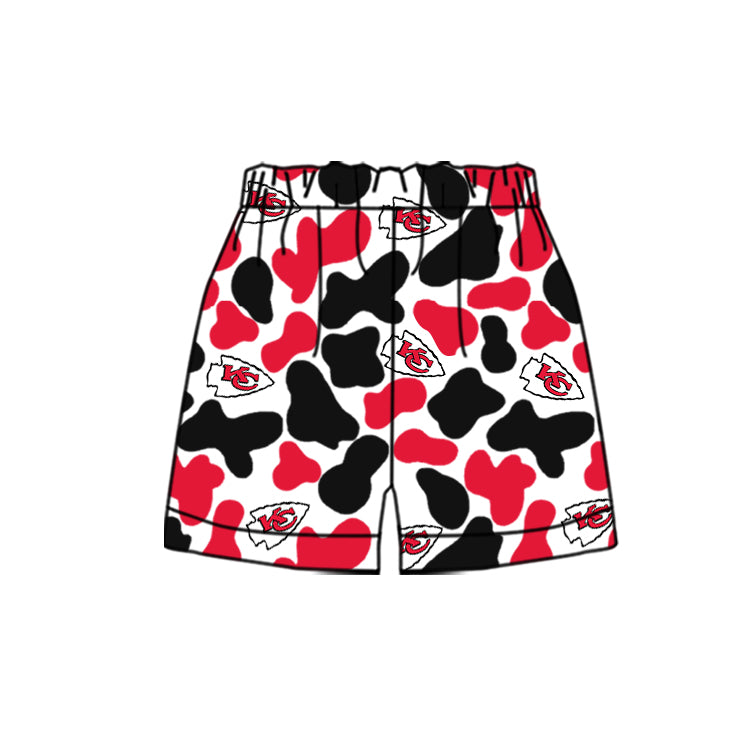 MOQ 3 pcs K C red camo kids boys team shorts
