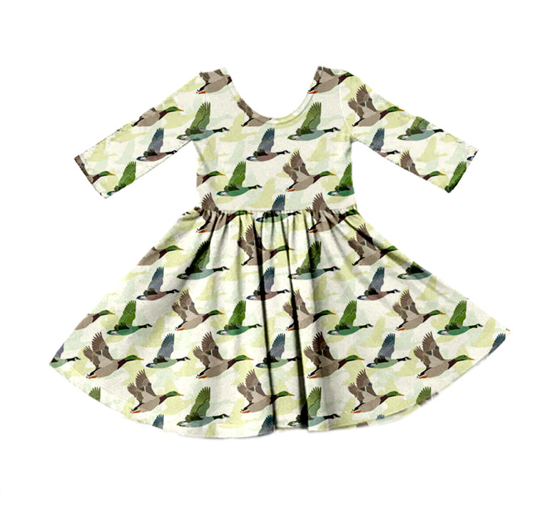 MOQ 5 duck long sleeves baby girls hunting dress