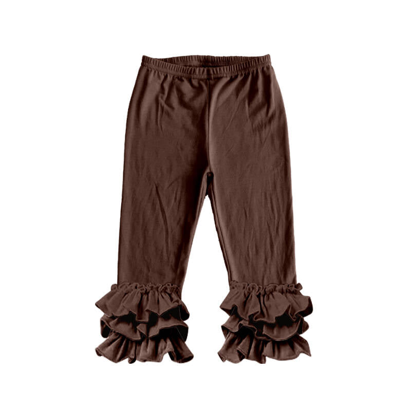 Deadline Jan 27 Brown triple ruffle kids girls pants
