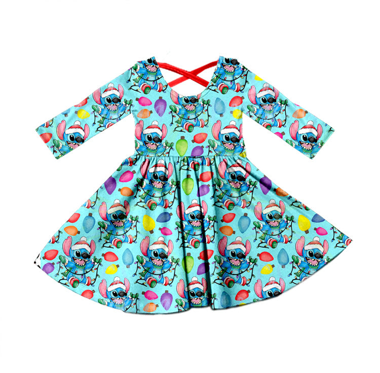 MOQ 5 koala lighing long sleeves girls Christmas dress