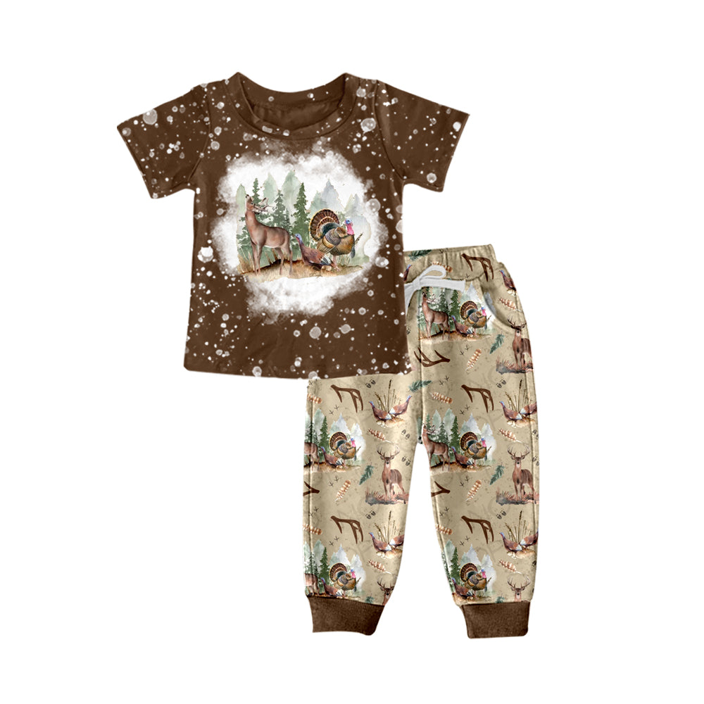 MOQ 5 brown deer top pants kids boy clothes