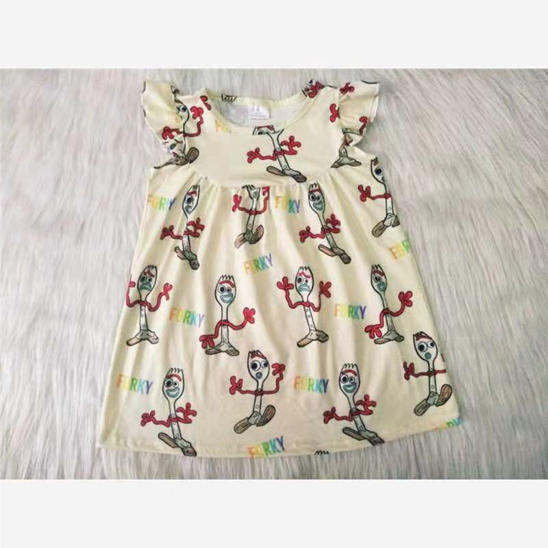 Flutter sleeve toy girls pearl dresses