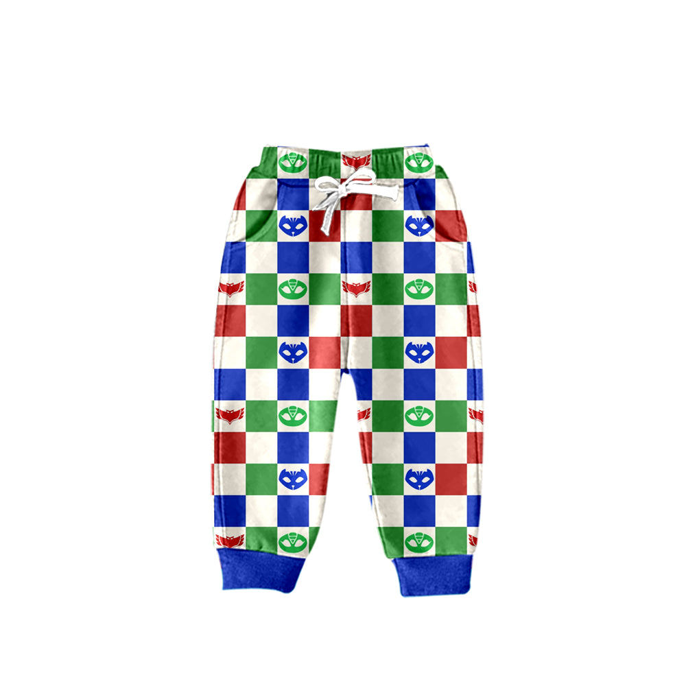 MOQ 5 blue red green plaid pockets kids boy pants