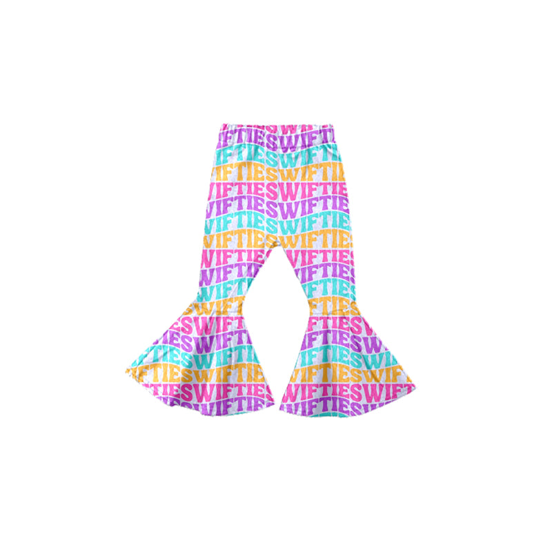 MOQ 5 Colorful letters ears singer girls bell bottom pants