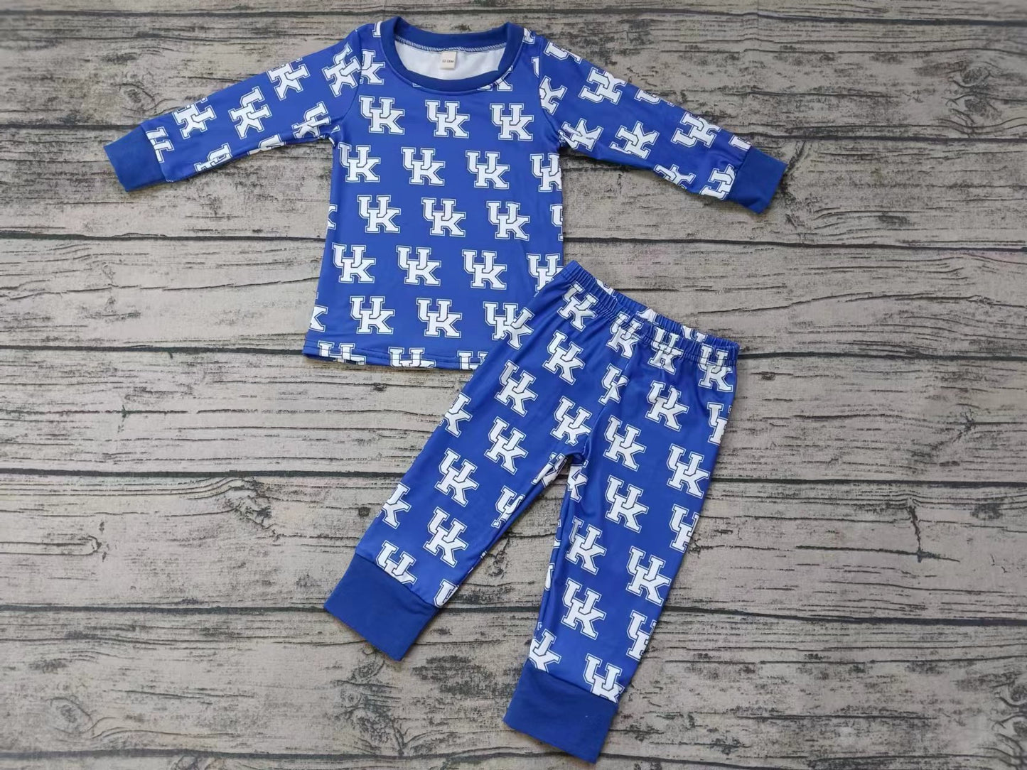 MOQ 3 Long sleeves blue U K baby kids team pajamas