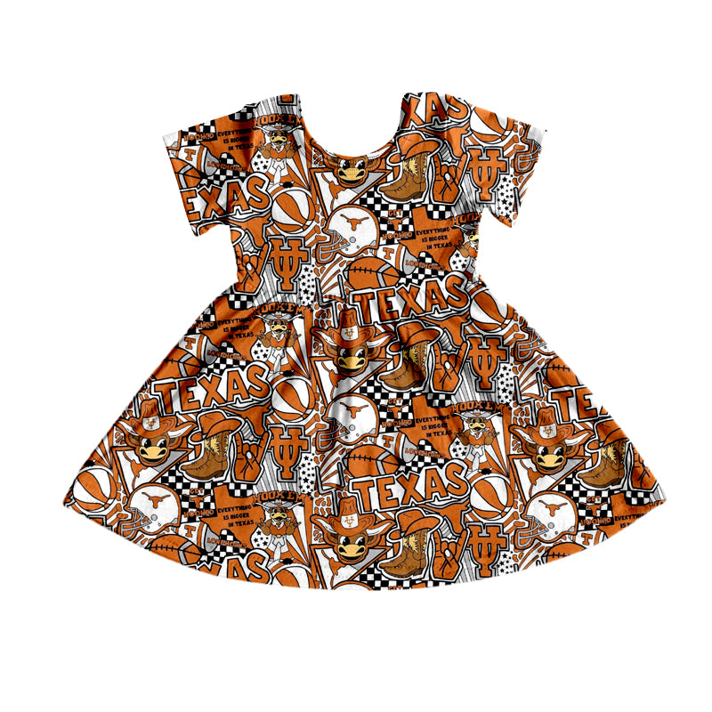 MOQ 3 pcs short sleeves cow boots football girls team dress