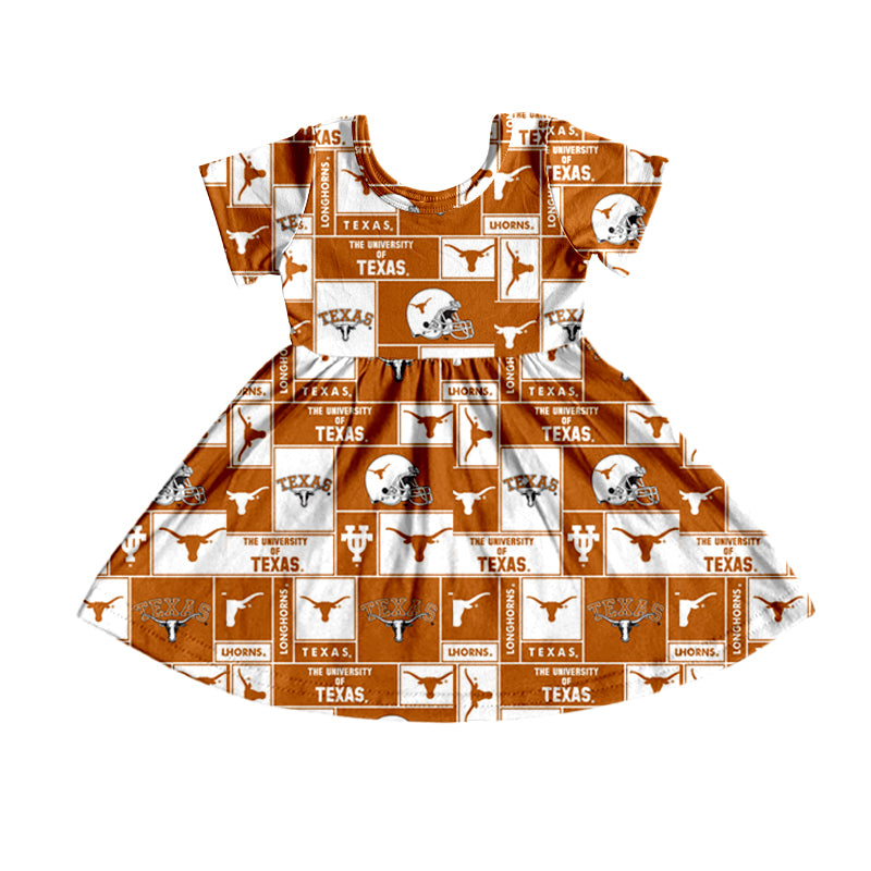 MOQ 3 pcs short sleeves bull skull girls team dress