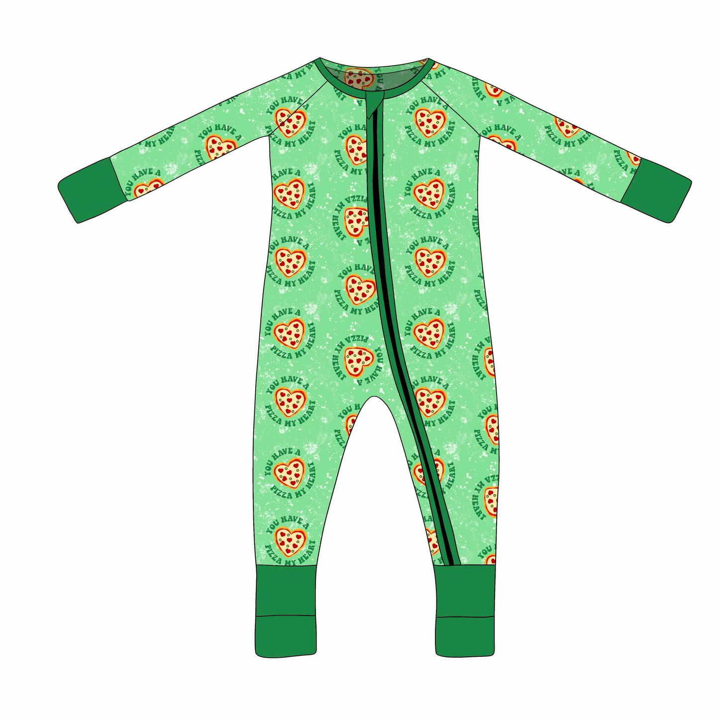 Deadline Nov 29 long sleeves heart pizza baby kids zipper romper
