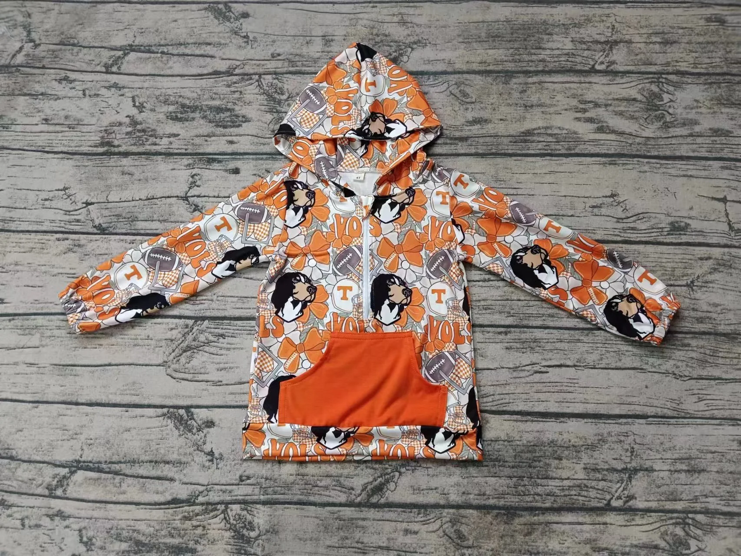 Deadline Feb 1 T dog bow football kids team zip hoodie