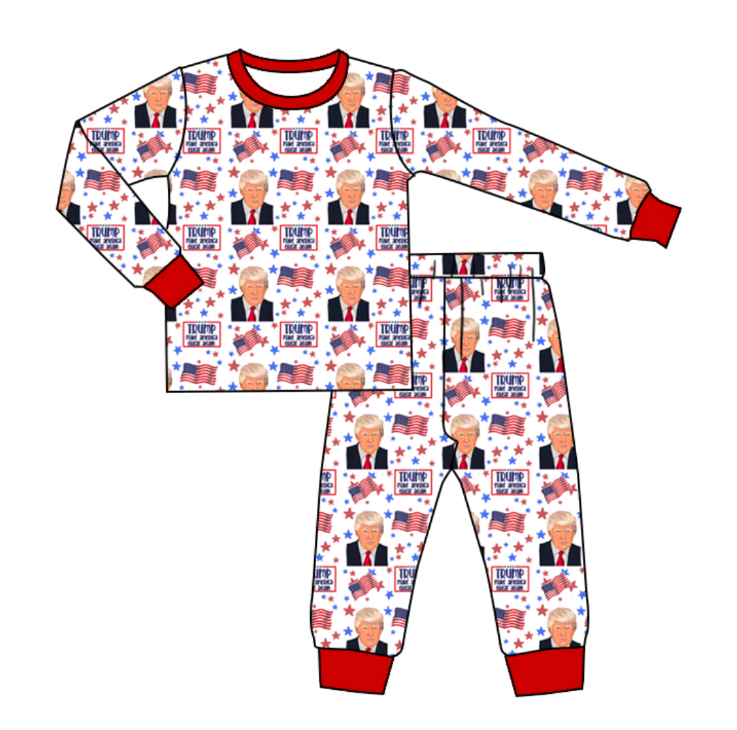 Deadline Feb 2 long sleeves flag stars baby kids pajamas