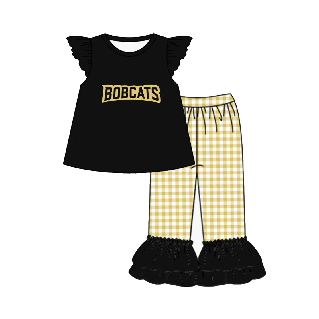 Deadline Feb 2 flutter sleeves black tunic plaid pants girls team outfits