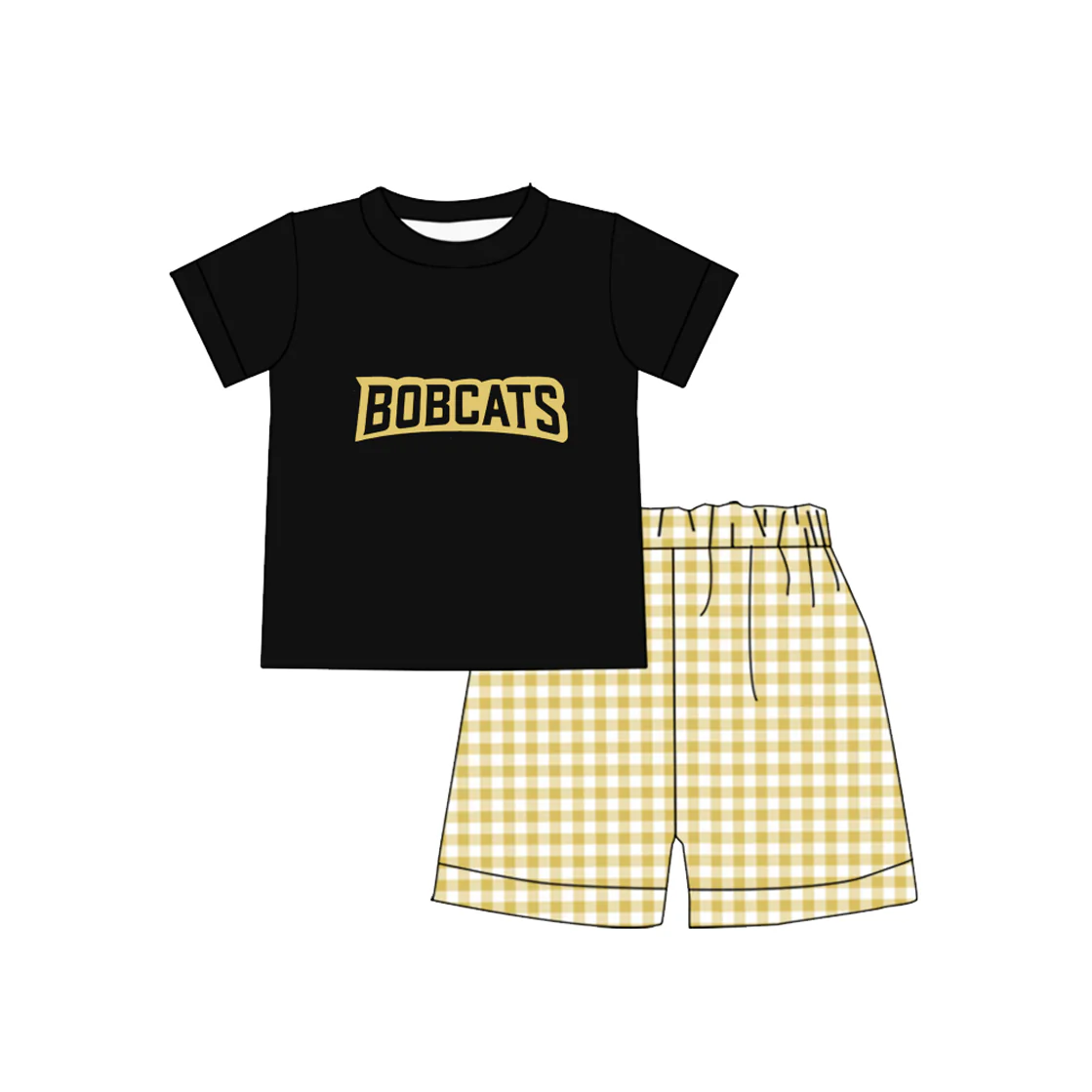 Deadline  Feb 2 black short sleeves top plaid shorts boys clothes