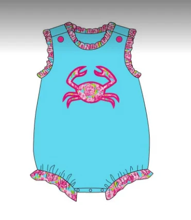 Deadline  Feb 4 sleeveless watercolor floral crab baby girls romper