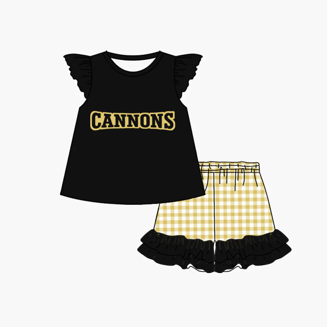 Deadline  Feb 17 black top yellow plaid shorts girls team clothes