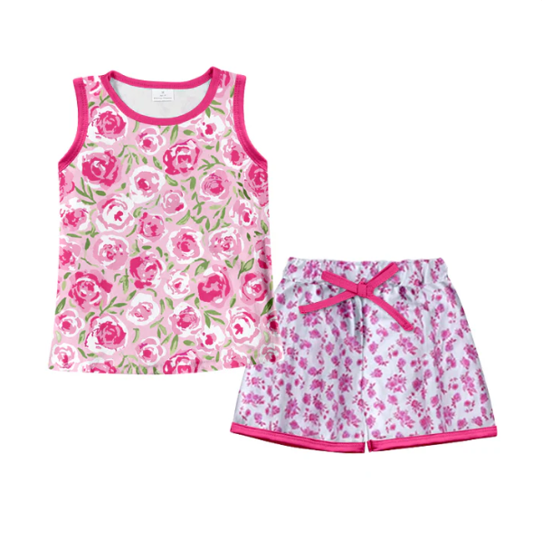 Deadline  March 5 pink floral sleeveless shorts girls clothes