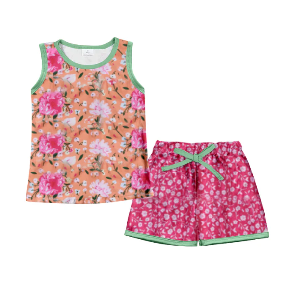 Deadline  March 5 hot pink floral sleeveless shorts girls clothes