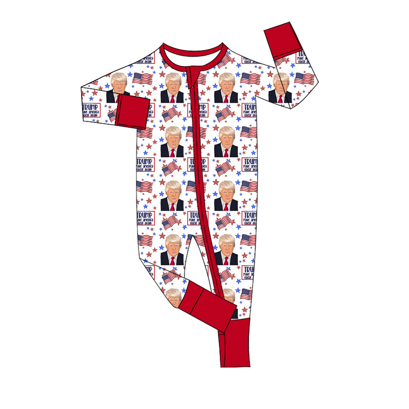 Deadline March 16 long sleeves flag flag baby kids zipper romper
