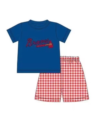 Deadline March 16 blue short sleeves brave plaid boys team clothes
