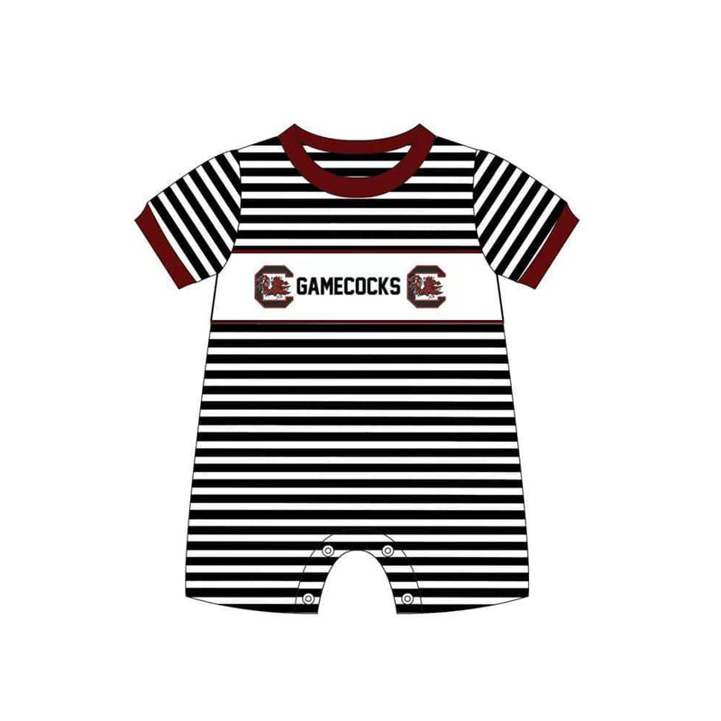 Deadline March 23 Short sleeves maroon stripe baby boy team romper
