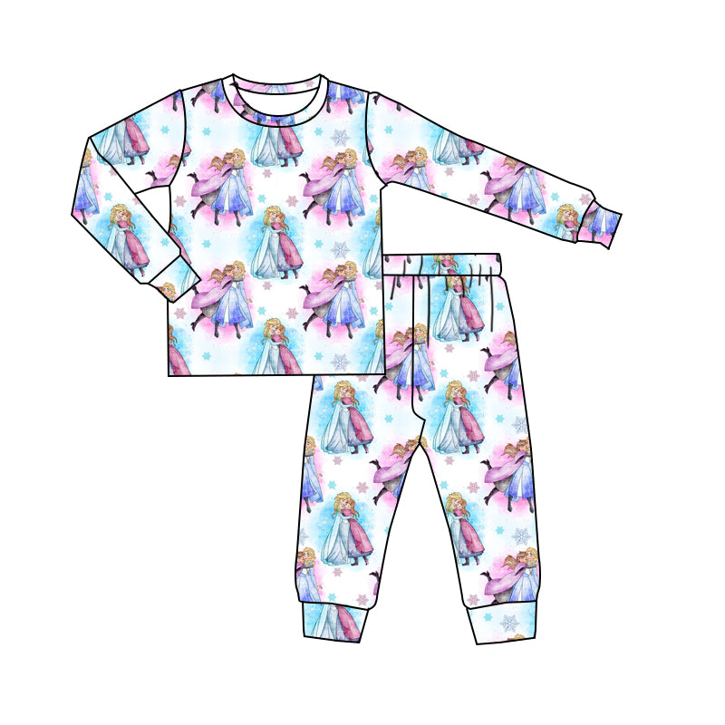 Deadline March 25 long sleeves princess snowflake girls pajamas