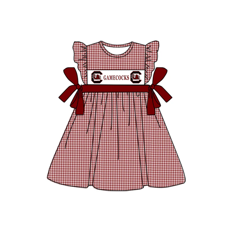 Deadline March 30 flutter sleeves maroon plaid kids girls team dress