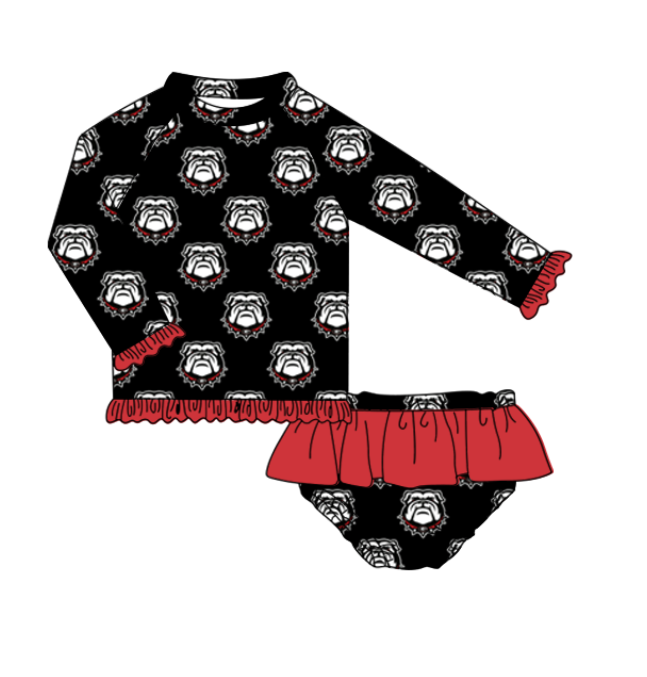 Deadline March 30 black dog long sleeves girls team swimsuit