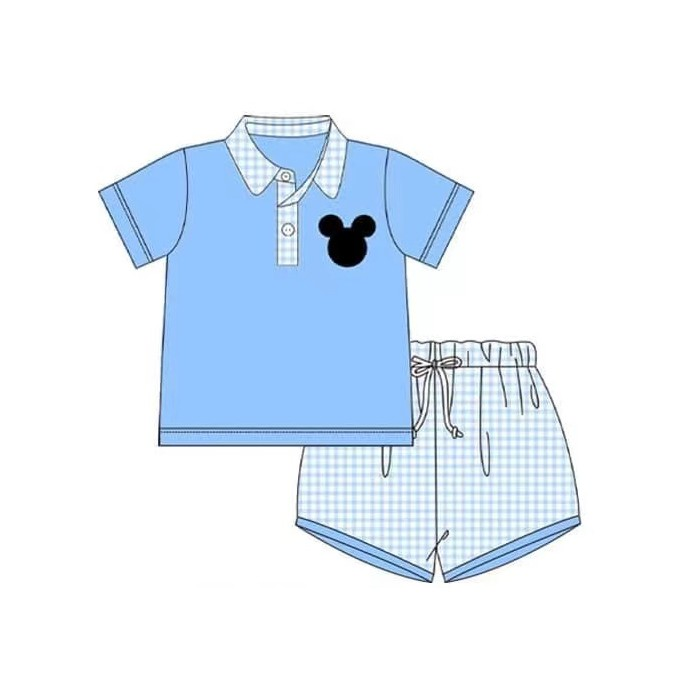 Deadline Aprial 9 light blue mouse polo shirt shorts boys clothes