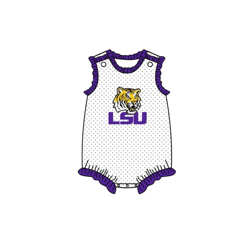 Deadline April 9 polka dots tiger purple baby girls romper